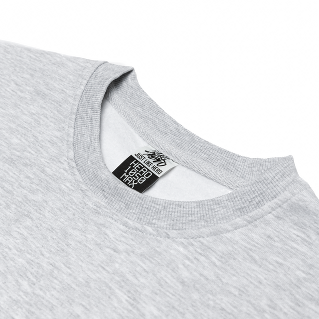 HERO-1050 MAX Unisex Blank Crewneck Sweatshirt - Ash Heather