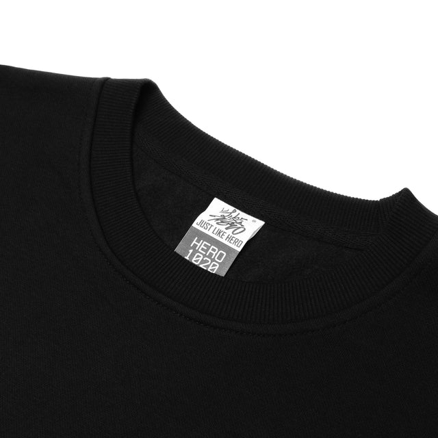 HERO-1020 Unisex Blank Crewneck Sweatshirt - Black