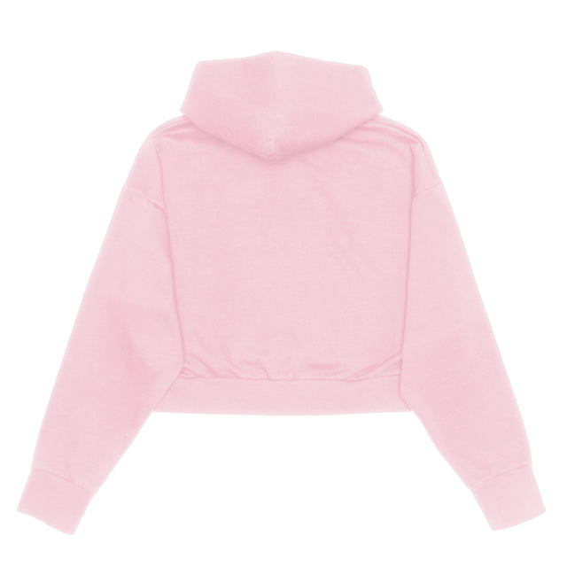 HERO-2120C Cropped Drop Shoulder Pullover Hoodie - Pink