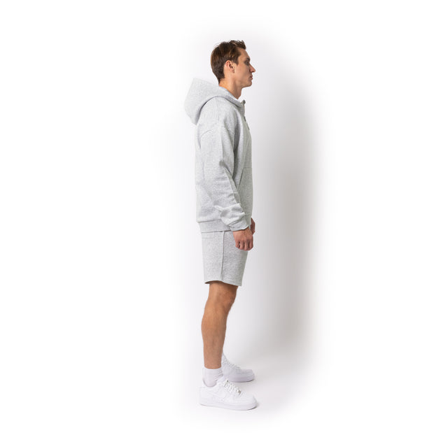 HERO-4220 Unisex Drop Shoulder 1/2 Zip Hoodie - Ash Heather
