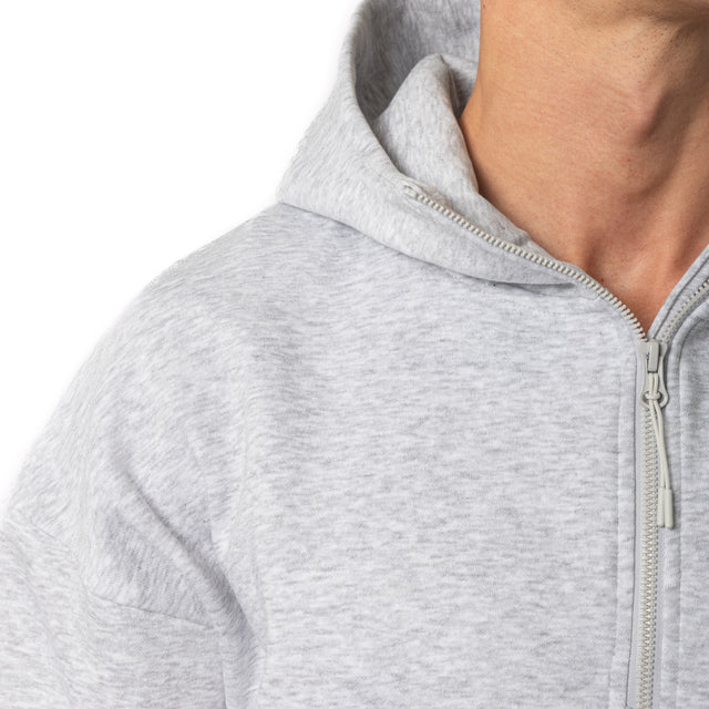 HERO-4220 Unisex Drop Shoulder 1/2 Zip Hoodie - Ash Heather
