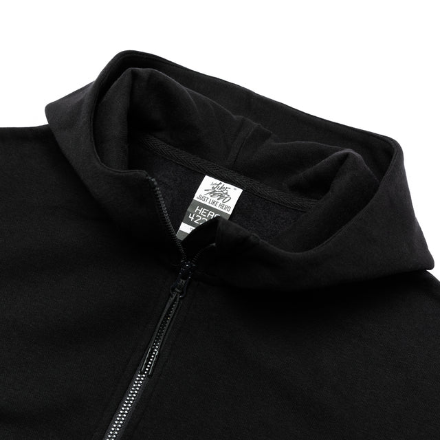 HERO-4220 Unisex Drop Shoulder 1/2 Zip Hoodie - Black