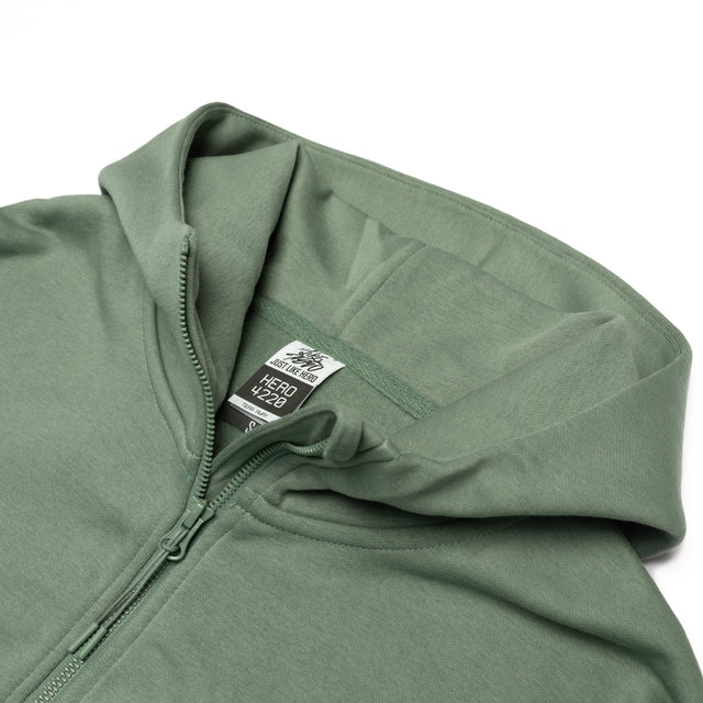 HERO-4220 Unisex Drop Shoulder 1/2 Zip Hoodie - Dusty Green