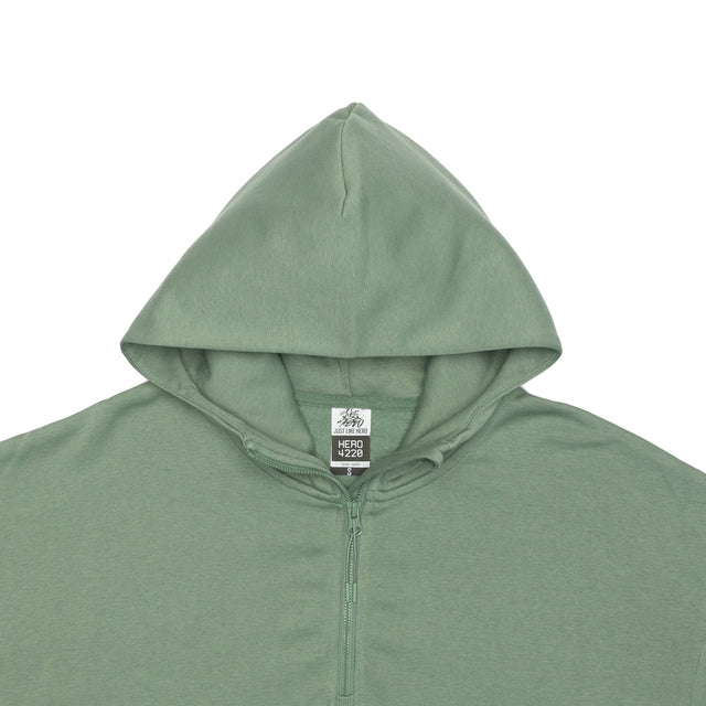 HERO-4220 Unisex Drop Shoulder 1/2 Zip Hoodie - Dusty Green