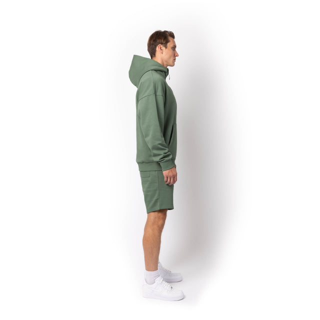 HERO-4220 Unisex Drop Shoulder 1/2 Zip Hoodie - Dusty Green