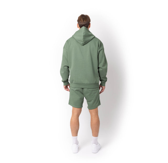 HERO-4220 Unisex Drop Shoulder 1/2 Zip Hoodie - Dusty Green