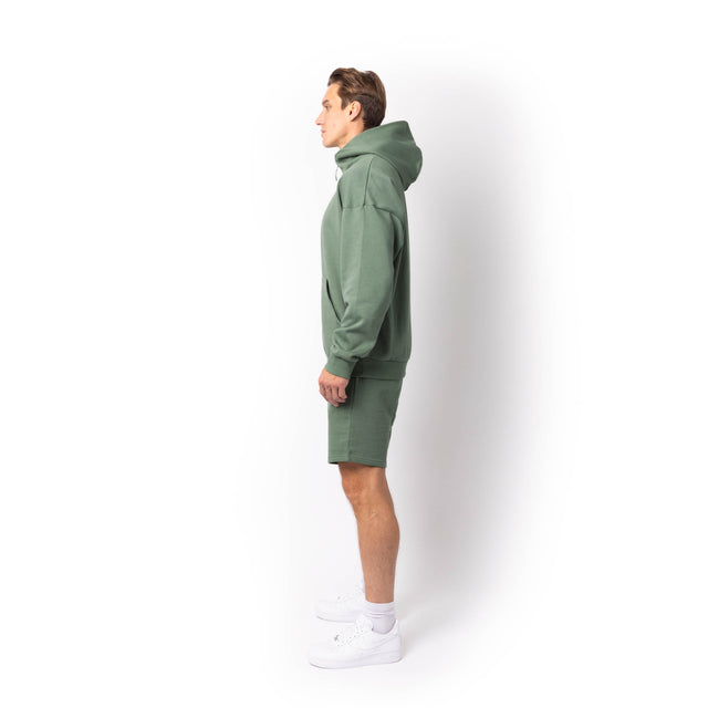 HERO-4220 Unisex Drop Shoulder 1/2 Zip Hoodie - Dusty Green