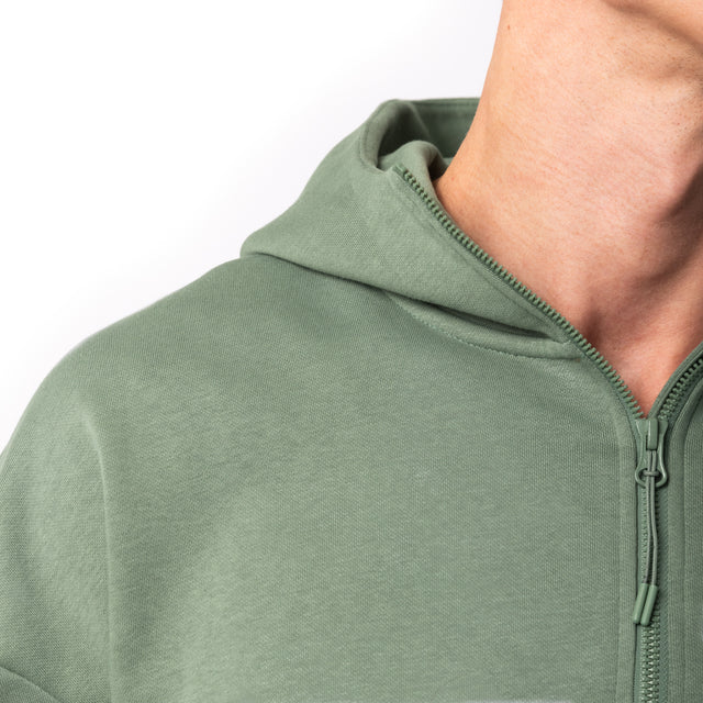 HERO-4220 Unisex Drop Shoulder 1/2 Zip Hoodie - Dusty Green