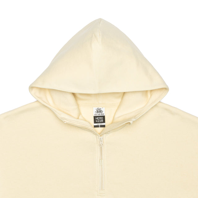 HERO-4220 Unisex Drop Shoulder 1/2 Zip Hoodie - Ivory