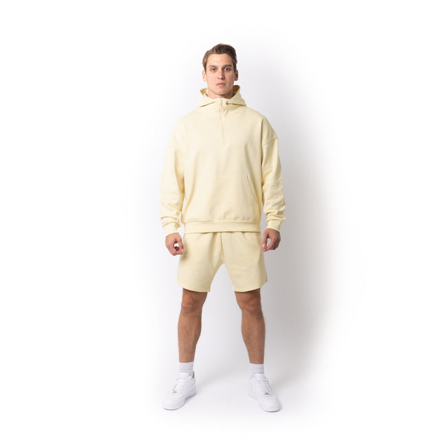HERO-4220 Unisex Drop Shoulder 1/2 Zip Hoodie - Ivory