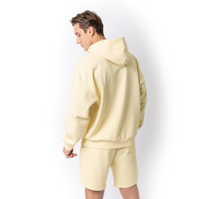 HERO-4220 Unisex Drop Shoulder 1/2 Zip Hoodie - Ivory