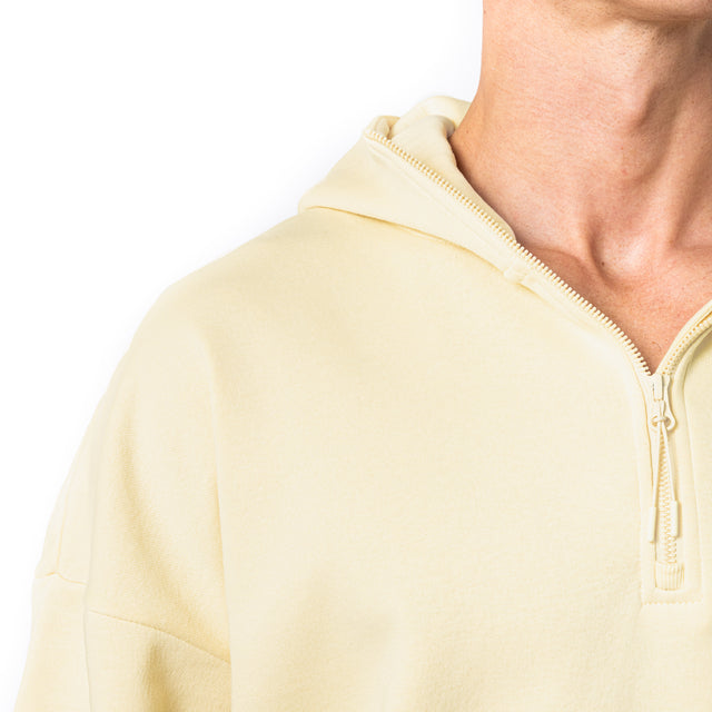HERO-4220 Unisex Drop Shoulder 1/2 Zip Hoodie - Ivory