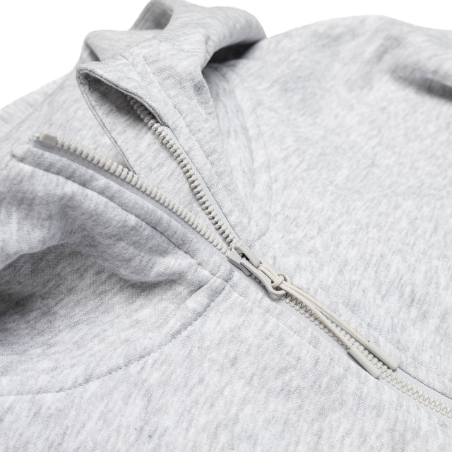 HERO-4220C Cropped Drop Shoulder 1/2 Zip Hoodie - Ash Heather
