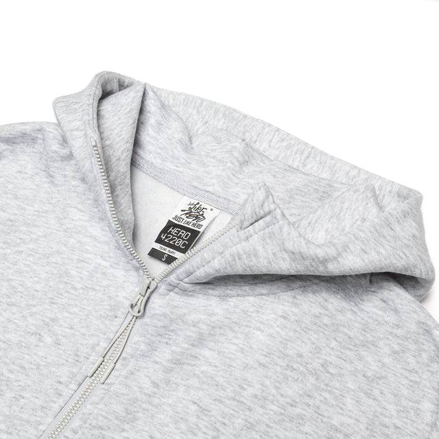 HERO-4220C Cropped Drop Shoulder 1/2 Zip Hoodie - Ash Heather