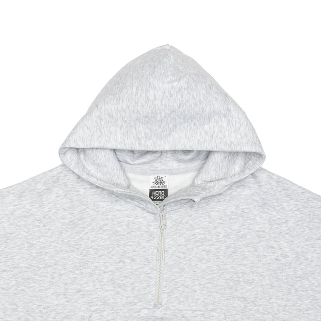 HERO-4220C Cropped Drop Shoulder 1/2 Zip Hoodie - Ash Heather