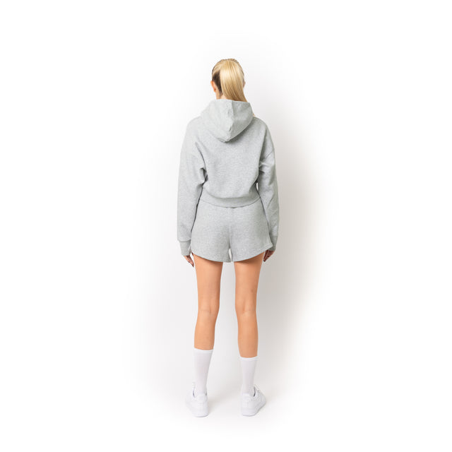 HERO-4220C Cropped Drop Shoulder 1/2 Zip Hoodie - Ash Heather