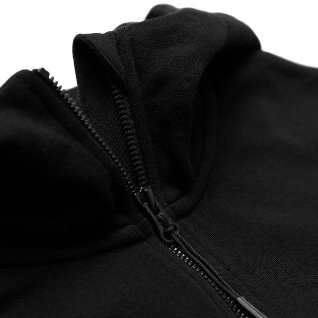 HERO-4220C Cropped Drop Shoulder 1/2 Zip Hoodie - Black