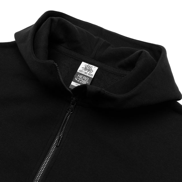 HERO-4220C Cropped Drop Shoulder 1/2 Zip Hoodie - Black