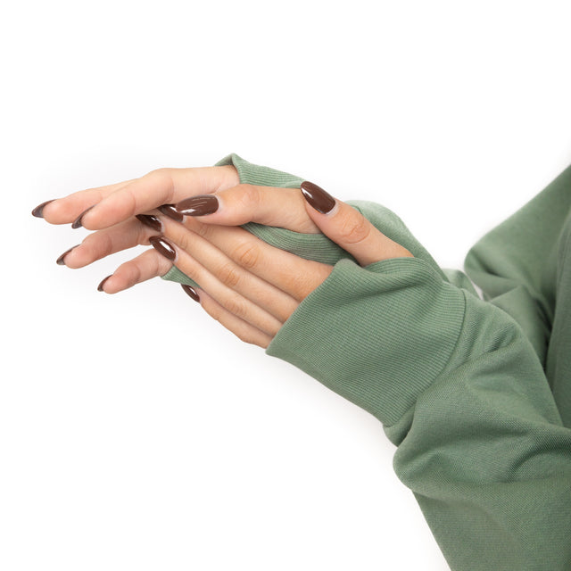HERO-4220C Cropped Drop Shoulder 1/2 Zip Hoodie - Dusty Green