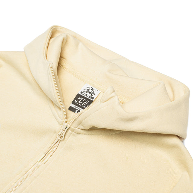 HERO-4220C Cropped Drop Shoulder 1/2 Zip Hoodie - Ivory