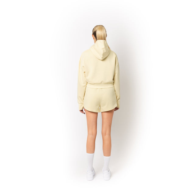 HERO-4220C Cropped Drop Shoulder 1/2 Zip Hoodie - Ivory