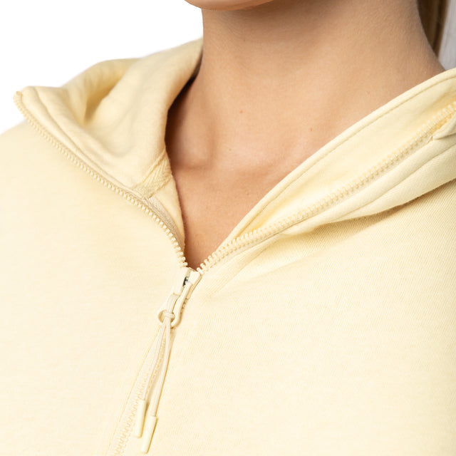 HERO-4220C Cropped Drop Shoulder 1/2 Zip Hoodie - Ivory