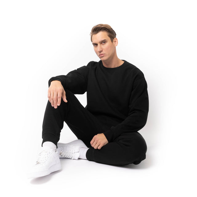 HERO-1020 Unisex Blank Crewneck Sweatshirt - Black