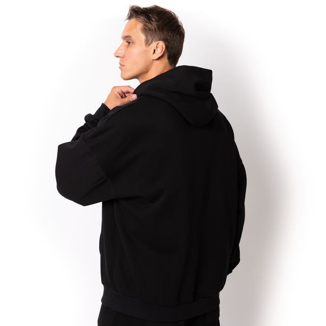 HERO-2120 Unisex Drop Shoulder Pullover Hoodie - Black