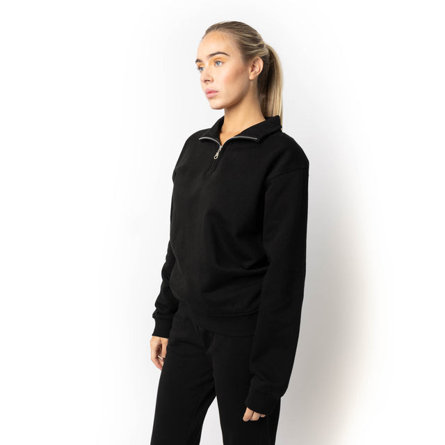HERO-4020 Unisex Quarter Zip Sweatshirt - Black