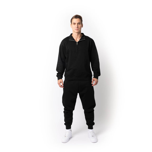 HERO-4020 Unisex Quarter Zip Sweatshirt - Black