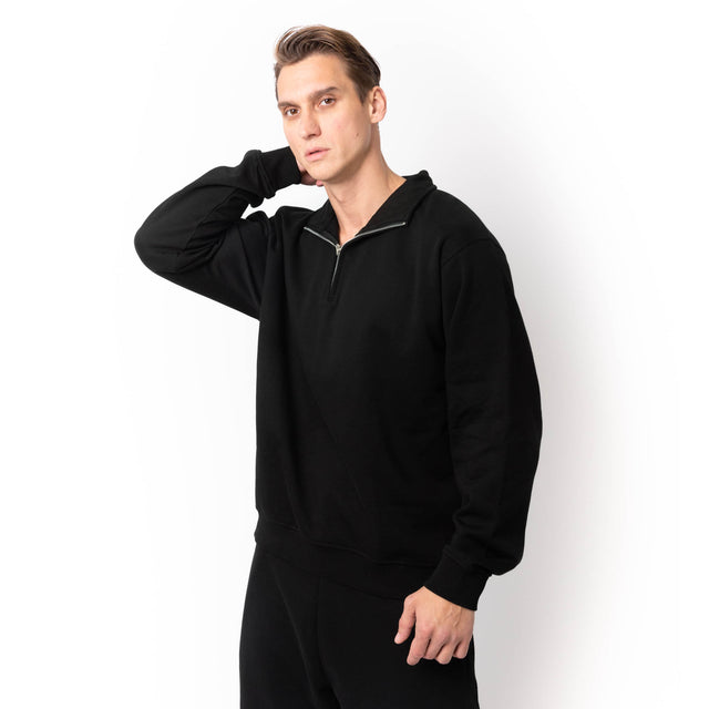 HERO-4020 Unisex Quarter Zip Sweatshirt - Black