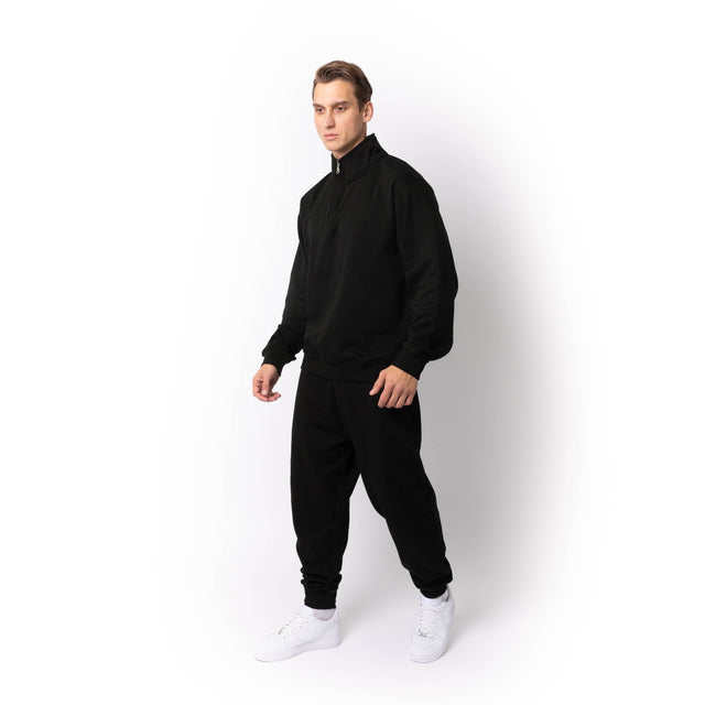 HERO-4020 Unisex Quarter Zip Sweatshirt - Black
