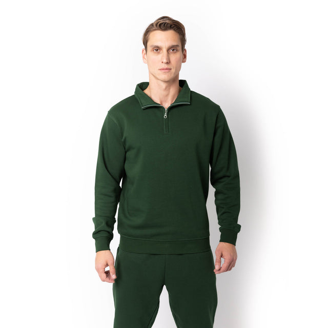 HERO-4020 Unisex Quarter Zip Sweatshirt - Forest Green