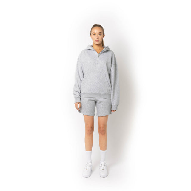 HERO-4220 Unisex Drop Shoulder 1/2 Zip Hoodie - Ash Heather