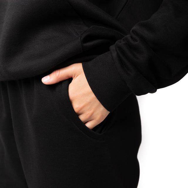 HERO-4220 Unisex Drop Shoulder 1/2 Zip Hoodie - Black