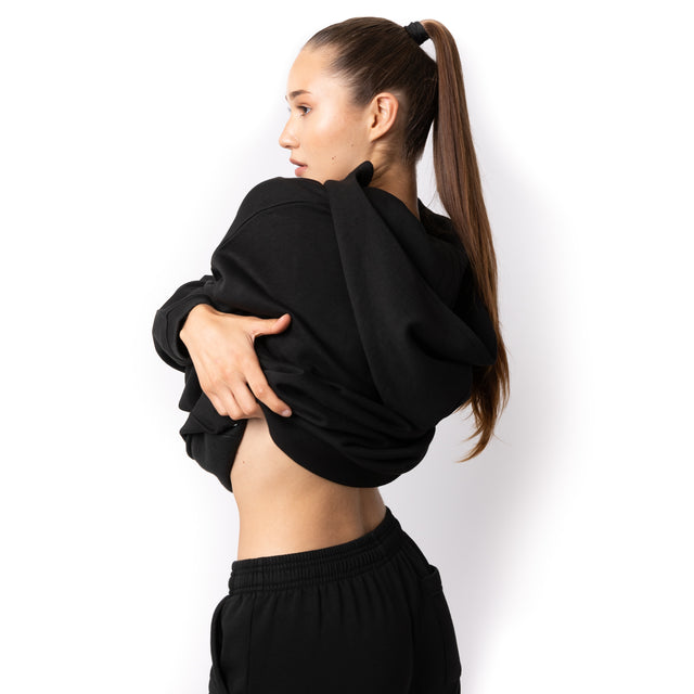 HERO-4220 Unisex Drop Shoulder 1/2 Zip Hoodie - Black