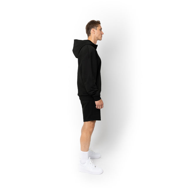 HERO-4220 Unisex Drop Shoulder 1/2 Zip Hoodie - Black
