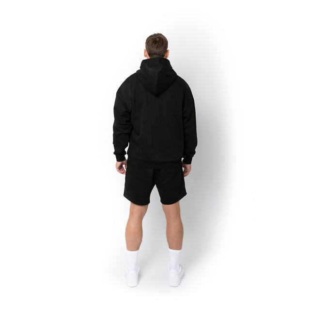 HERO-4220 Unisex Drop Shoulder 1/2 Zip Hoodie - Black