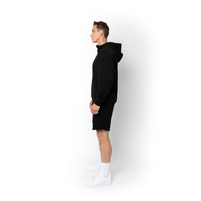HERO-4220 Unisex Drop Shoulder 1/2 Zip Hoodie - Black