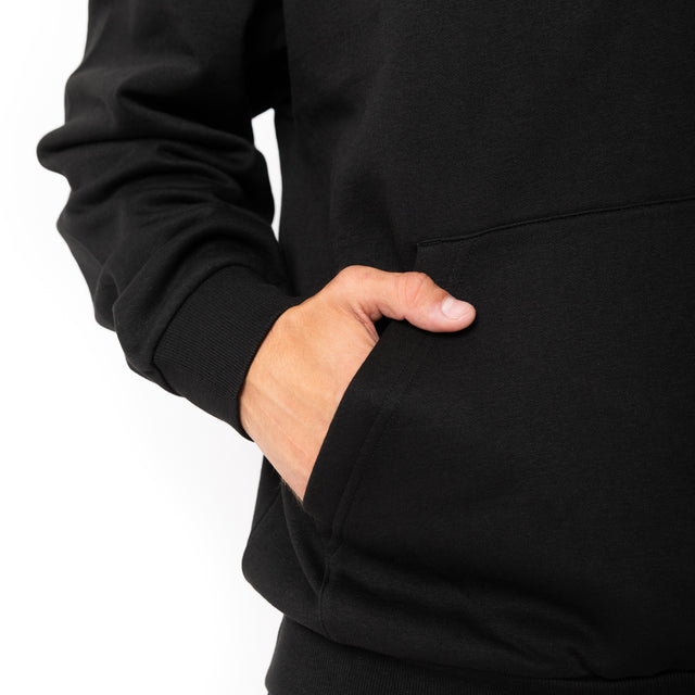 HERO-4220 Unisex Drop Shoulder 1/2 Zip Hoodie - Black