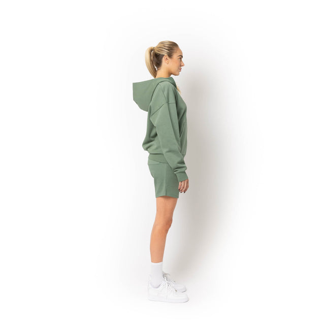 HERO-4220 Unisex Drop Shoulder 1/2 Zip Hoodie - Dusty Green