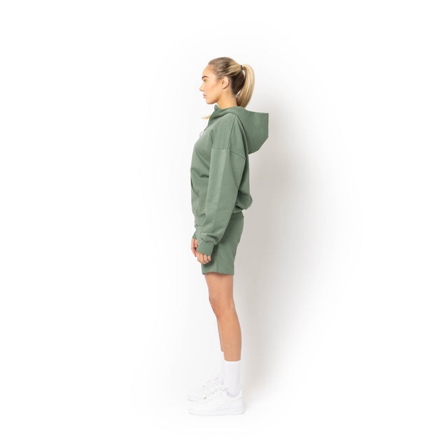 HERO-4220 Unisex Drop Shoulder 1/2 Zip Hoodie - Dusty Green