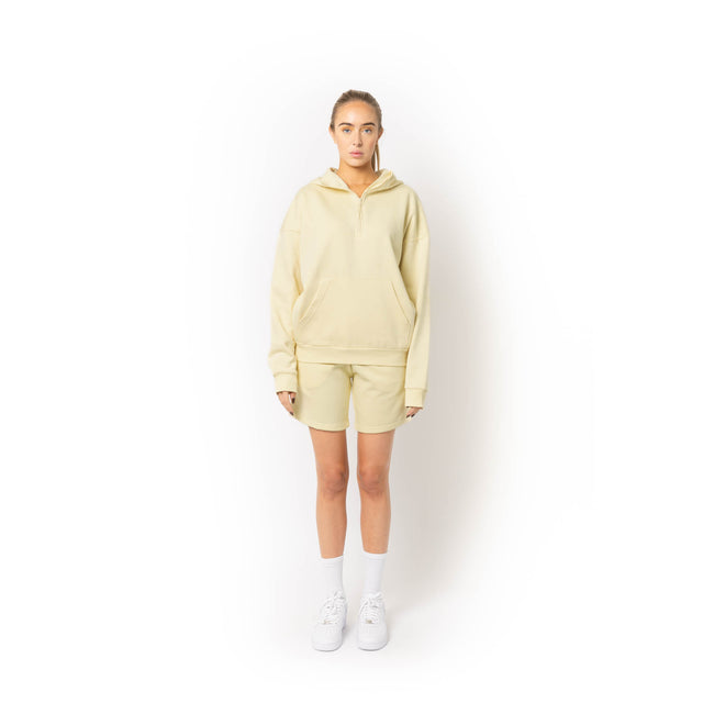 HERO-4220 Unisex Drop Shoulder 1/2 Zip Hoodie - Ivory