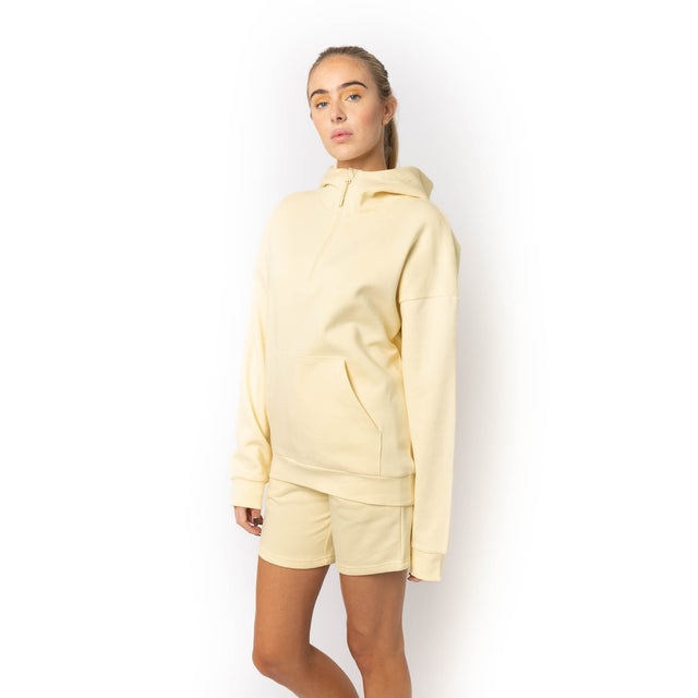 HERO-4220 Unisex Drop Shoulder 1/2 Zip Hoodie - Ivory