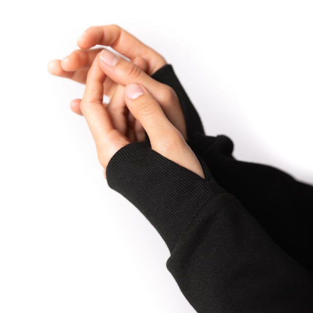 HERO-4220C Cropped Drop Shoulder 1/2 Zip Hoodie - Black