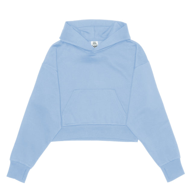 HERO-2120C Cropped Drop Shoulder Pullover Hoodie - Sky Blue