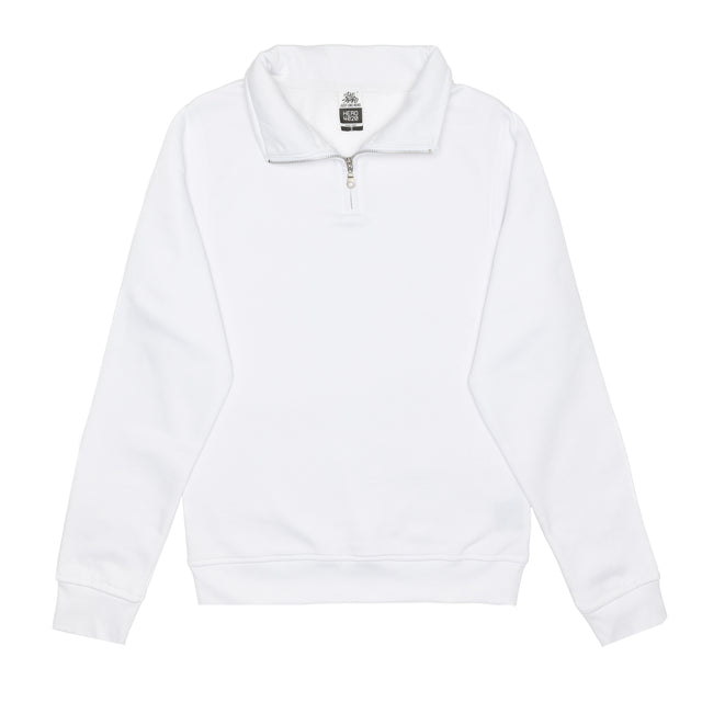 HERO-4020 Unisex Quarter Zip Sweatshirt - White (FINAL SALE)