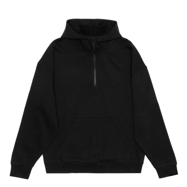 HERO-4220 Unisex Drop Shoulder 1/2 Zip Hoodie - Black