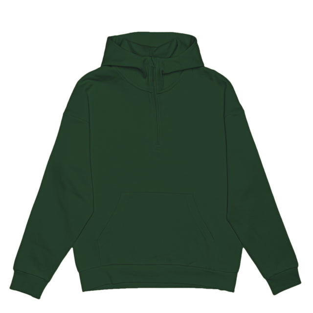 HERO-4220 Unisex Drop Shoulder 1/2 Zip Hoodie - Forest Green
