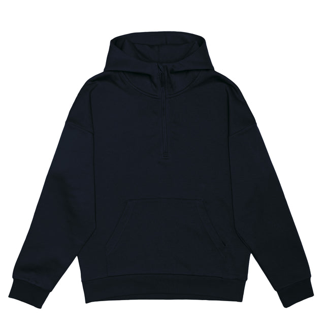 HERO-4220 Unisex Drop Shoulder 1/2 Zip Hoodie - Navy Blue